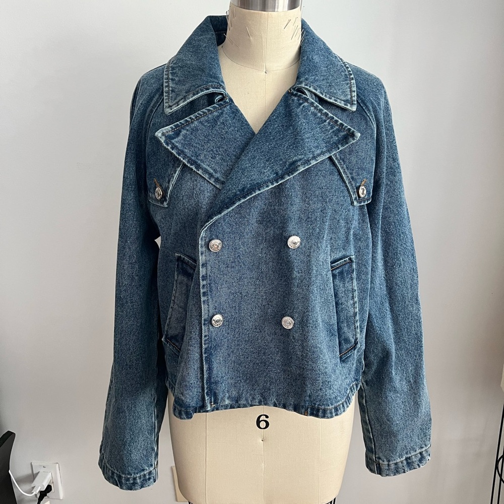 Steve Madden Double-Breasted Trench Jean Jacket small